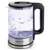 GourmetMaxx GOURMETmaxx Glas-Wasserkocher LED 1,7l 2200W Edelstahl/schwarz kabellos rychlovarná konvice, kabelové připojení, černá/ocelová, sklo, 12053