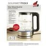 GourmetMaxx GOURMETmaxx Glas-Wasserkocher LED 1,7l 2200W Edelstahl/schwarz kabellos rychlovarná konvice, kabelové připojení, černá/ocelová, sklo, 12053