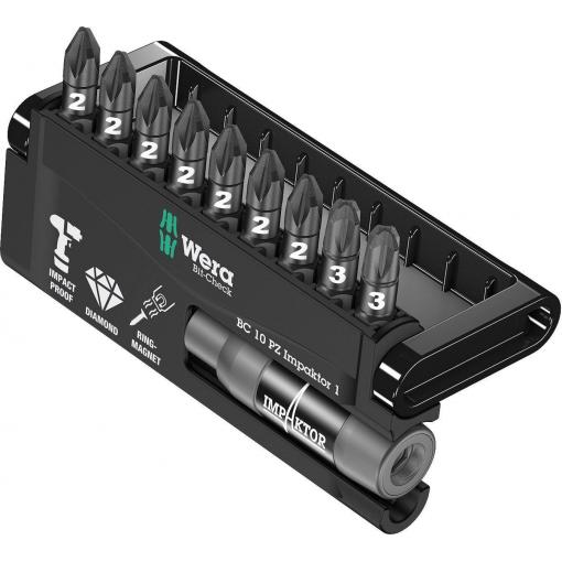 Wera 8755-9 IDC Impaktor 05057684001 sada bitů, 10dílná, křížový PZ, 1/4 (6,3 mm)