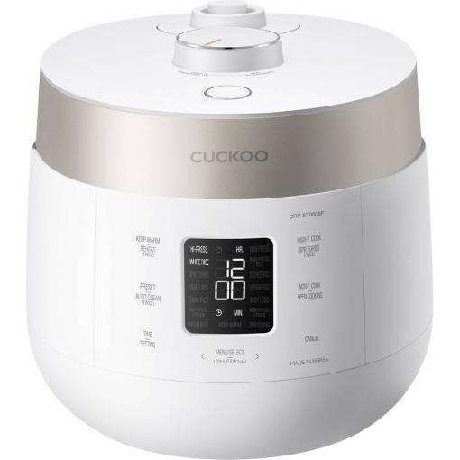 Cuckoo CRP-ST0609F vařič rýže bílá (matná), champagne zlatá nepřilnavý povlak, LCD displej