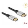Delock DisplayPort kabel Konektor DisplayPort 2 m černá, stříbrná 80634 16K UHD, pozlacené kontakty, třížilový stíněný Kabel DisplayPort
