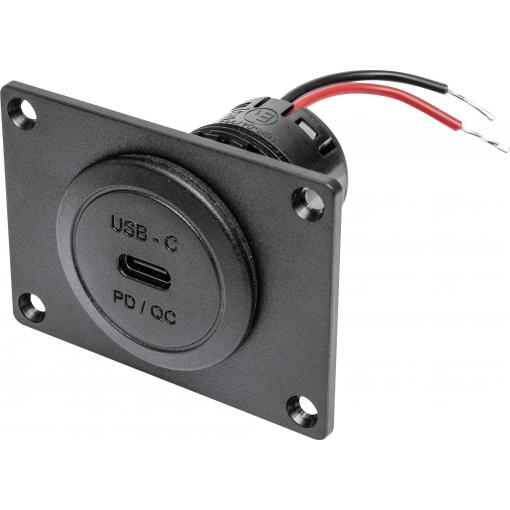 ProCar Vestavný napájecí USB-C konektor. PD/QC 60 W + MONTÁŽNÍ KLÍČ Bez LED 12 V, 24 V
