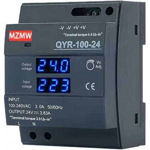 Spínaný zdroj MZMW QYR-100-24, 24 V / 3,83 A, DIN lišta