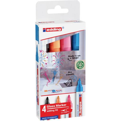 Edding EDDING - 95 Glasboardmarker farbsortiert 1.0 - 5.0 mm 4 St. 4-95-4-2 Značka na sklo