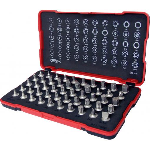KS Tools 1/4 Bit-Stecknuss-Satz, extra kurz, 50-tlg 911.1850 sada bitů