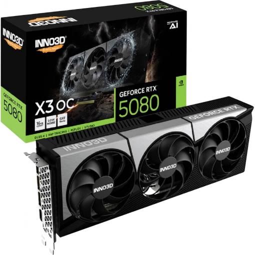 Inno 3D grafická karta Nvidia RTX 5080 X3 OC 16GB G 16 GB GDDR7 RAM PCIe x16 HDMI® 2.1, DisplayPort 2.1 NVIDIA G-Sync , přetaktovaná