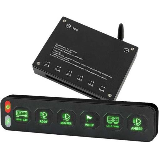 Ovládací panel 6 kanálů, 12–24 V DC, bezdrátový přenos 2,4 GHz