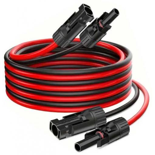 Solární kabel H1Z2Z2-K, 4 mm², 2 m, MC4 samec-samice, červený+černý
