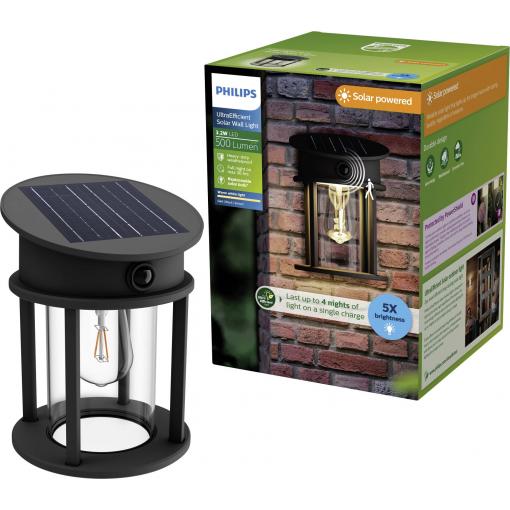 Philips LED Geri 929004633001 venkovní solární nástěnné osvětlení s PIR senzorem LED 3.2 W černá