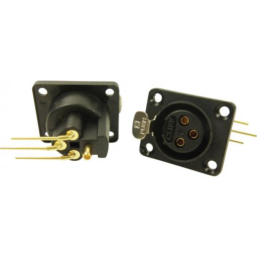 Cliff CP30082 XLR konektor přírubová zásuvka, zahnutá Pólů: 3 černá 1 ks