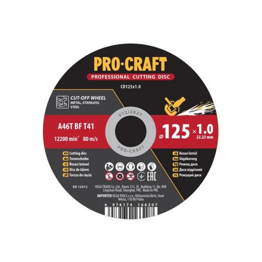 Kotouč řezný PROCRAFT 125x1.0mm