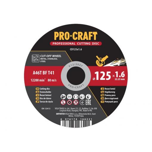 Kotouč řezný PROCRAFT 125x1.6mm