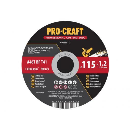 Kotouč řezný PROCRAFT 115x1.2mm