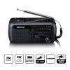 Lenco MCR-113BK MCR-113BK Nouzové rádio, FM, FM, KV (AM), KV, nouzové rádio, USB, FM, stolní lampa, Ruční klika, Funkce powerbanky, s akumulátorem, Solární