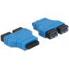 Delock USB 2.0 adaptér [1x Zásuvka USB 3.0 na desku 19pólová - 2x Zásuvka USB 3.0 A] 65670 0 mm se sloupkovým konektorem