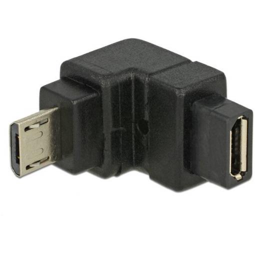 Delock USB 2.0 adaptér [1x micro USB 2.0 zástrčka B - 1x micro USB 2.0 zásuvka B] 65668 0 mm 90° zatočeno dolů