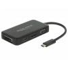 Delock USB 2.0 adaptér [1x USB-C® zástrčka - 1x VGA zásuvka, HDMI zásuvka, DVI zásuvka 24+5pólová, zásuvka DisplayPort] 63929 0.15 m