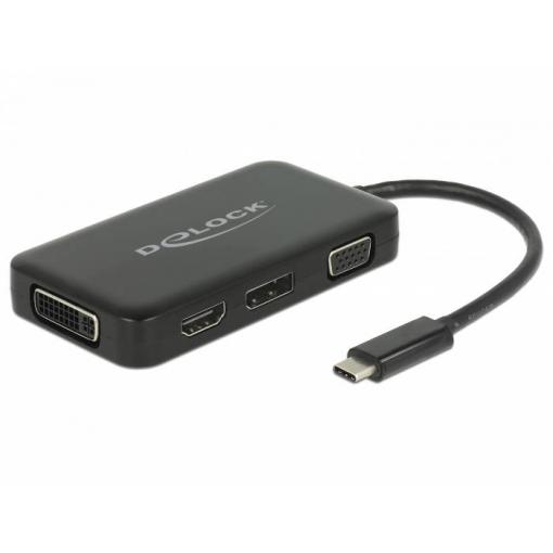 Delock USB 2.0 adaptér [1x USB-C® zástrčka - 1x VGA zásuvka, HDMI zásuvka, DVI zásuvka 24+5pólová, zásuvka DisplayPort] 63929 0.15 m