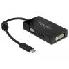 Delock USB 2.0 adaptér [1x USB-C® zástrčka - 1x VGA zásuvka, HDMI zásuvka, DVI zásuvka 24+5pólová] 63925 0.13 m