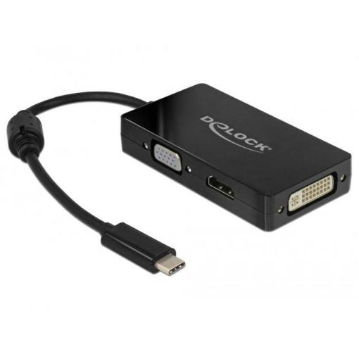 Delock USB 2.0 adaptér [1x USB-C® zástrčka - 1x VGA zásuvka, HDMI zásuvka, DVI zásuvka 24+5pólová] 63925 0.13 m