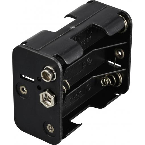 TRU COMPONENTS TC-13220544 bateriový držák 6x AA tlačítkové připojení (d x š x v) 61 x 48 x 19 mm