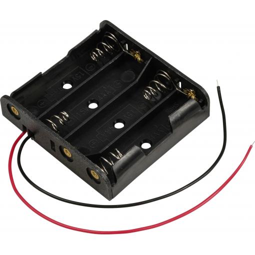 TRU COMPONENTS TC-13220632 bateriový držák 4x AA kabel (d x š x v) 61.5 x 57 x 14.6 mm