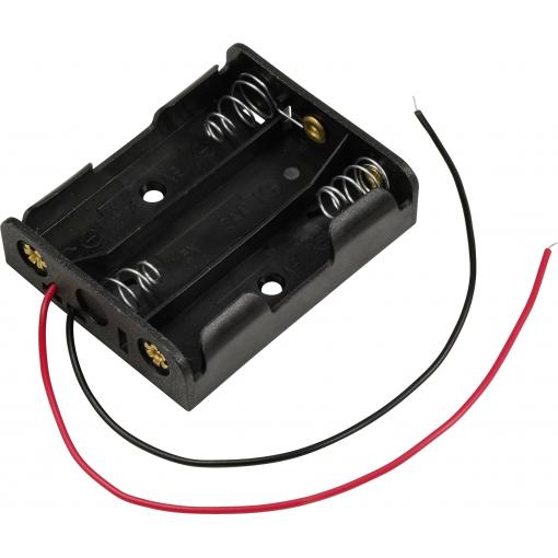 TRU COMPONENTS TC-13220624 bateriový držák 3x AA kabel (d x š x v) 57.8 x 46.5 x 15 mm
