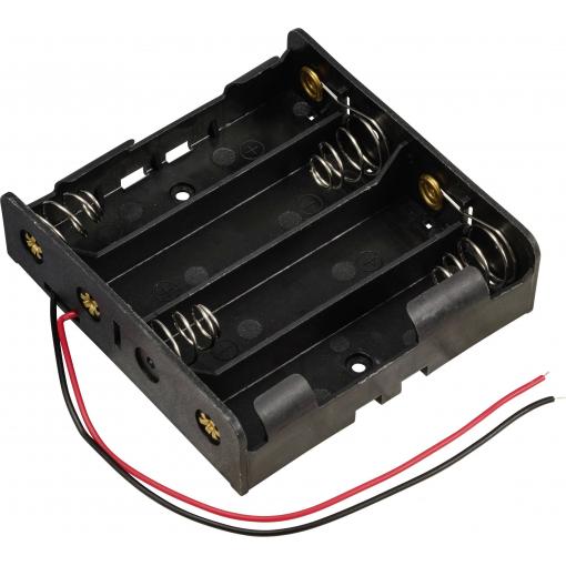 TRU COMPONENTS TC-13220716 bateriový držák 4x 18650 kabel (d x š x v) 76 x 79 x 21 mm