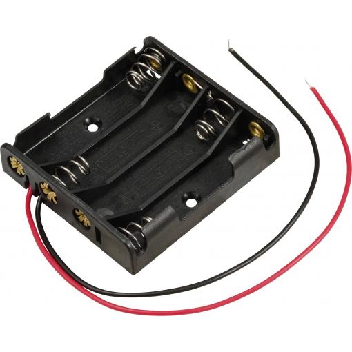 TRU COMPONENTS TC-13220676 bateriový držák 4x AAA kabel (d x š x v) 51 x 47 x 12 mm