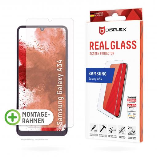 DISPLEX Real Glass ochranné sklo na displej smartphonu Samsung Galaxy A34 5G 1 ks odolné vůči poškrábání, Chránící proti otiskům prstů 01816