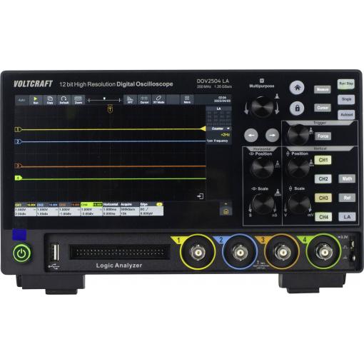 VOLTCRAFT DOV2504 LA digitální osciloskop 250 MHz, 4kanálový, 1.25 GSa/s, 100 Mpts, 12 Bit, s pamětí (DSO), logický analyzátor, 1 ks, VC-16753955
