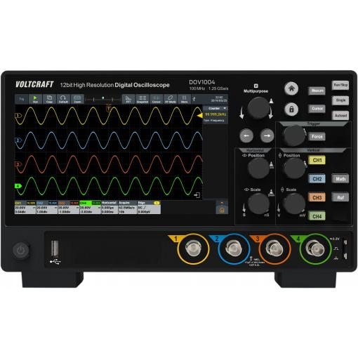 VOLTCRAFT DOV1004 digitální osciloskop 100 MHz, 4kanálový, 1.25 GSa/s, 50 Mpts, 12 Bit, s pamětí (DSO), 1 ks, VC-16753920