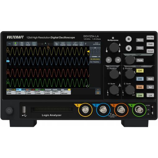 VOLTCRAFT DOV1254 LA digitální osciloskop 125 MHz, 4kanálový, 1.25 GSa/s, 100 Mpts, 12 Bit, s pamětí (DSO), logický analyzátor, 1 ks, VC-16753925