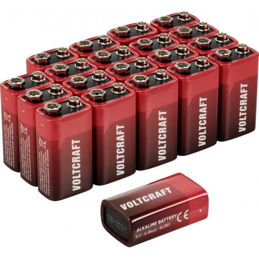 VOLTCRAFT VC-16107985 baterie 9 V alkalicko-manganová 550 mAh 9 V 20 ks