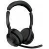 Jabra Evolve2 55 UC Stereo Headset otevřená (On Ear) Bluetooth® stereo černá Potlačení hluku Vypnutí zvuku mikrofonu, regulace hlasitosti Počítače