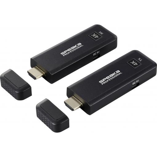 SpeaKa Professional SP-TR-450 HDMI bezdrátový přenos (sada) 50 m 2.4 GHz, 5 GHz 3840 x 2160 Pixel integrovaný LED ukazatel