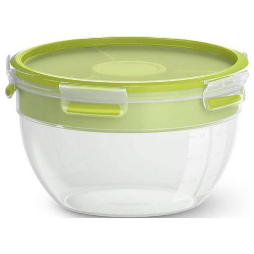 Emsa Clip & Go Salátová krabička 2.6 l plast S víkem, Vodotěsný transparentní, zelená N1071300