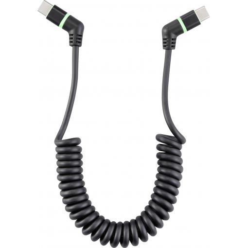 Renkforce USB kabel USB 2.0 USB-C ® zástrčka, USB-C ® zástrčka 1.50 m černá Zásuvné kontakty otočné o 360°, spirálový kabel RF-6713692