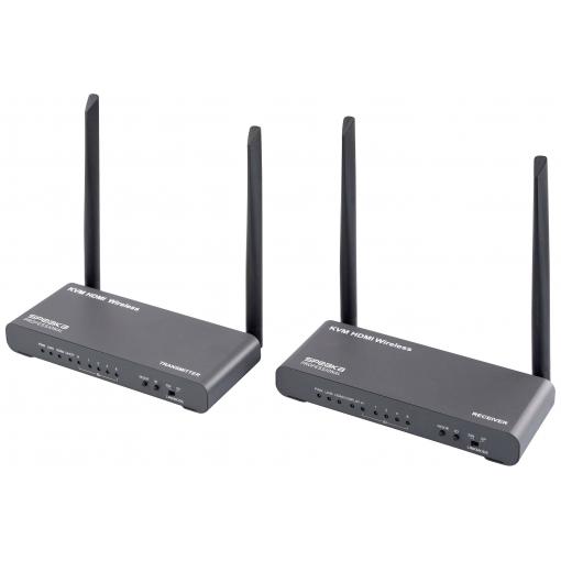 SpeaKa Professional SP-HDE-620 HDMI bezdrátový přenos (sada) 100 m 5 GHz 3840 x 2160 Pixel Funkce KVM přepínače (klávesnice, , monitor, myš), s funkcí loop