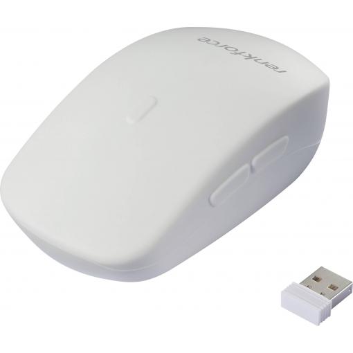 Renkforce RF-WRM-300 optická hygienická myš, přenos bezdrátový, 5 tlačítko, 800 dpi, 1000 dpi, 1200 dpi, bílá