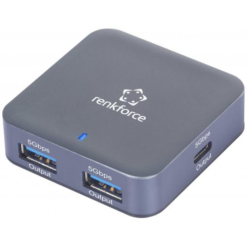 Renkforce RF-USBH-480 2 porty USB Hub USB-A s hliníkovým krytem, s konektorem USB C šedá
