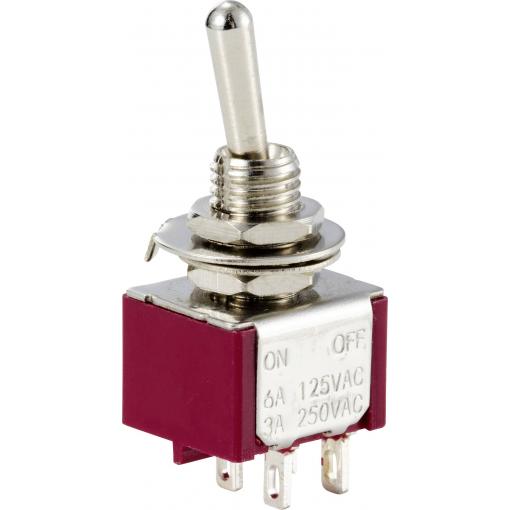 TRU COMPONENTS TC-12819616 páčkový spínač 125 V/AC, 250 V/AC 6 A 1x zap/vyp s aretací 1 ks