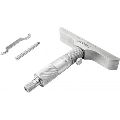 Dasqua 4611-8106 Hloubkový mikrometr s kontrolním měřítkem 0 - 25 mm DIN 863