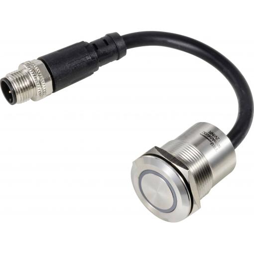 TRU COMPONENTS TC-PS223P10YSSG12T M12 MALE CONNECTOR, TC-12835308 piezo tlačítko, 22 mm, 24 V, 0.2 A, 1 ks
