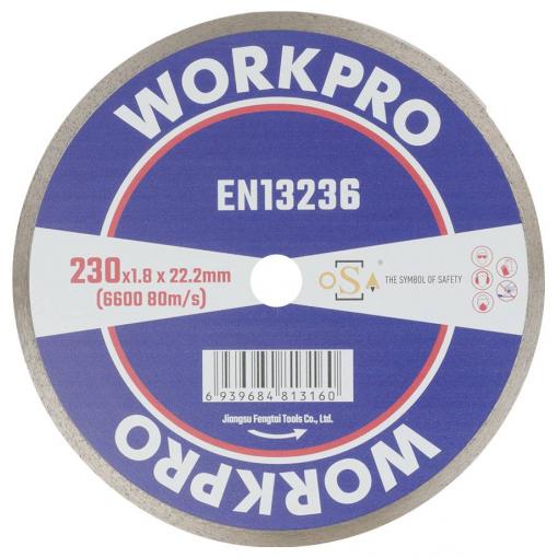 WorkPro GSOSCR-4 diamantový řezný kotouč 230 mm 1 ks keramika, Porcelán, mramor, zdivo, sklo, Vápenec, granit, přírodní kámen, pískovec