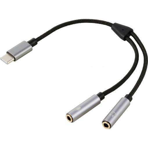 Renkforce USB-C®, audio kabelový adaptér [1x USB-C® zástrčka - 2x 3.5 mm zásuvka] 20 cm