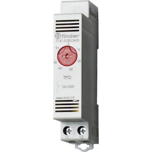 Finder termostat do skříňového rozvaděče 7T.81.0.000.2403 250 V/AC 1 rozpínací kontakt (d x š x v) 88.8 x 17.5 x 47.8 mm Tray 1 ks
