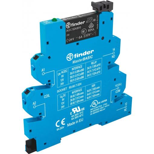 Finder 39.01.0.012.0060 vazební relé 12 V/DC, 12 V/AC 6 A 1 přepínací kontakt Tray 1 ks