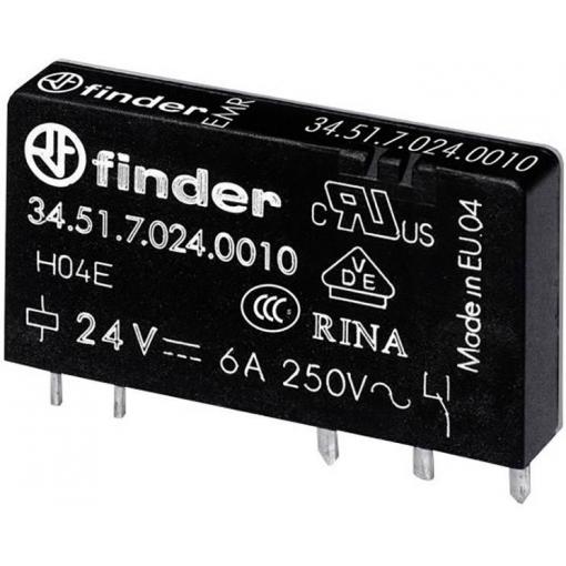 Úzké násuvné relé pro desky plošných spojů, série 34 Finder 5 V/DC, 6 A