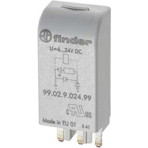 Finder zasouvací modul s diodou s RC členem 99.02.0.230.09 Vhodné pro model (relé): Finder 90.03, Finder 60.13.8.230.0040 Bulk 1 ks